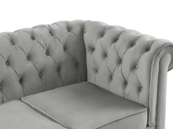 Sofá|Vente-unique Sofá de 3 lugares em veludo cinzento prateado CHESTERFIELD Cinzento claro