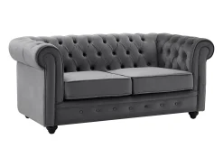 Best Vente-unique Sofá de 2 lugares em veludo antracite - CHESTERFIELD Cinza antracite