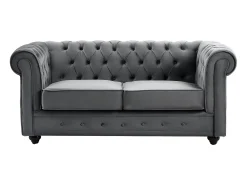 Best Vente-unique Sofá de 2 lugares em veludo antracite - CHESTERFIELD Cinza antracite