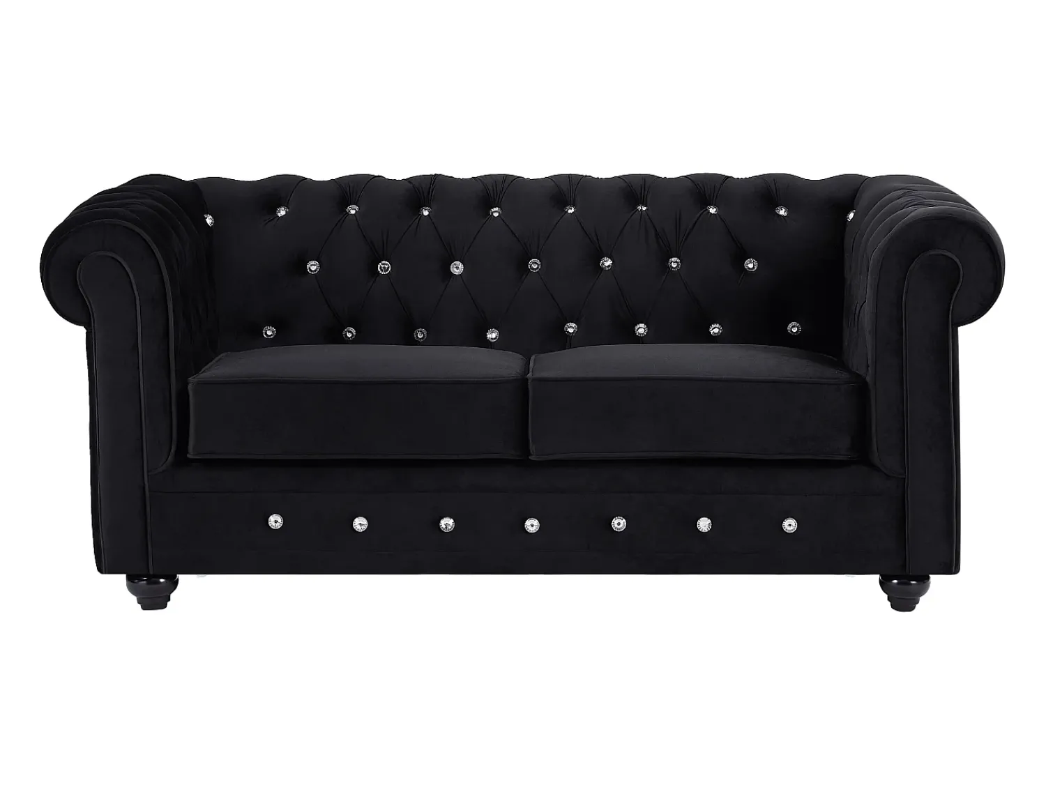 Sofá|Vente-unique Sofá de 2 lugares em veludo com botões efeito cristal CHESTERFIELD Preto