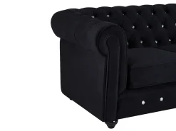 Sofá|Vente-unique Sofá de 2 lugares em veludo com botões efeito cristal CHESTERFIELD Preto