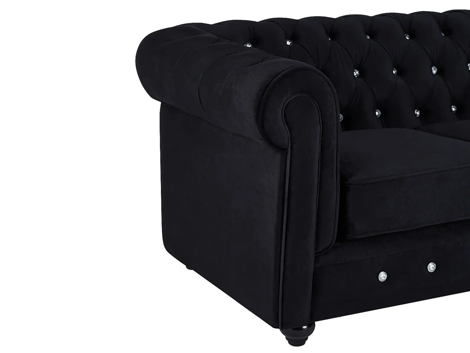 Sofá|Vente-unique Sofá de 2 lugares em veludo com botões efeito cristal CHESTERFIELD Preto