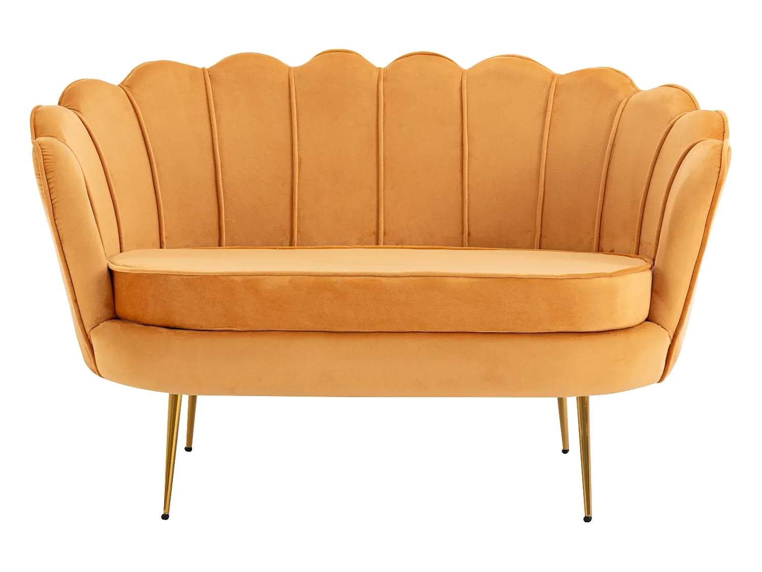 Clearance Vente-unique Sofá de 2 lugares em veludo cor DANDELION Amarelo mostarda