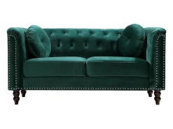 Hot Vente-unique Sofá de 2 lugares em veludo verde-esmeralda estilo charme TURNER Verde esmeralda