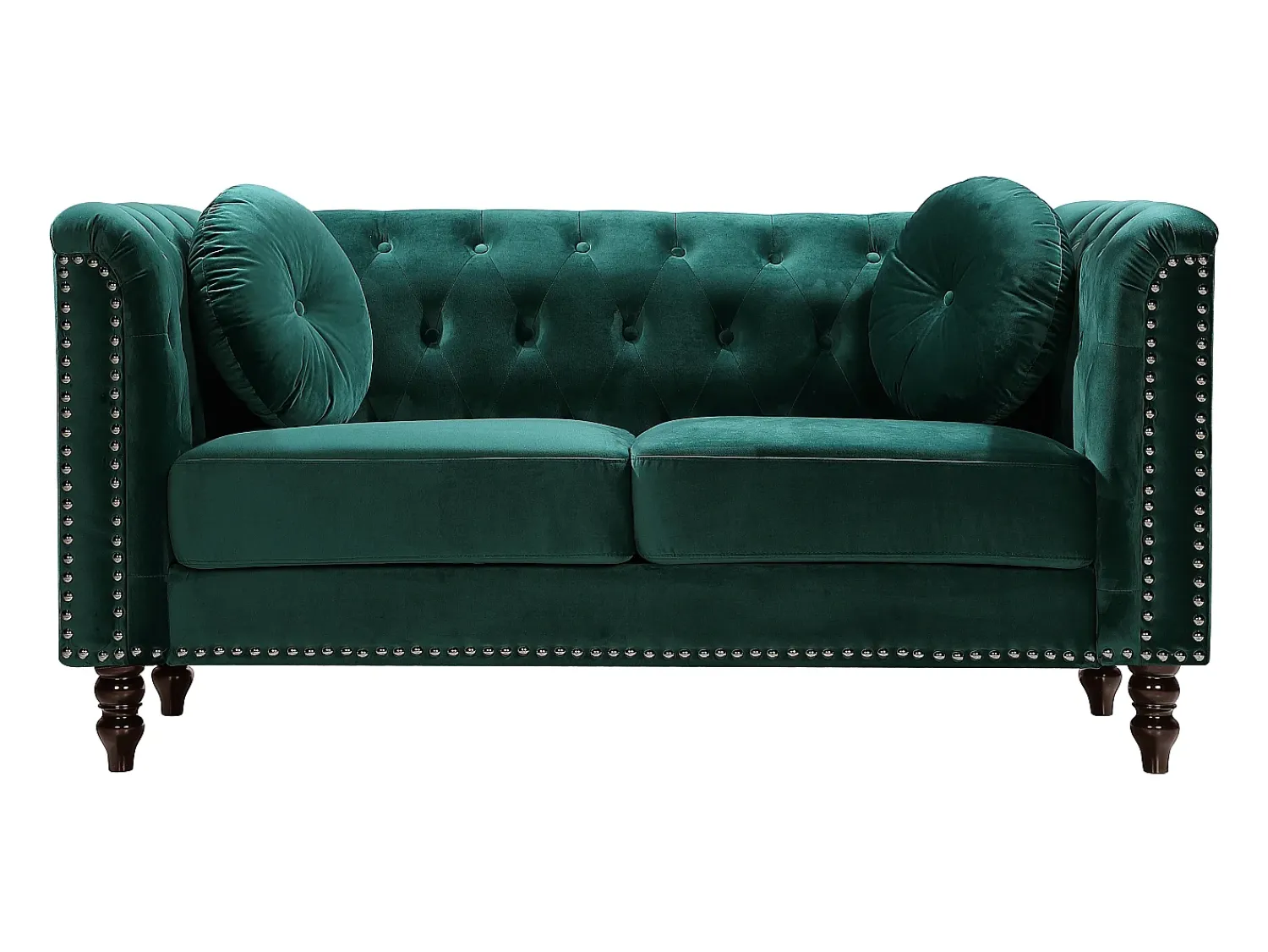 Hot Vente-unique Sofá de 2 lugares em veludo verde-esmeralda estilo charme TURNER Verde esmeralda