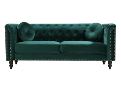 Vente-unique Sofá de 3 lugares em veludo verde-esmeralda estilo charme vintage TURNER^ Sofá
