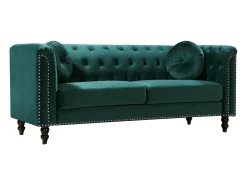 Vente-unique Sofá de 3 lugares em veludo verde-esmeralda estilo charme vintage TURNER^ Sofá