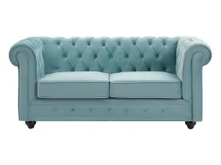 Sofá|Vente-unique Sofá de 2 lugares em veludo azul pastel - CHESTERFIELD Azul claro