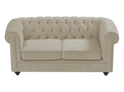 Sofá|Vente-unique Sofá de 2 lugares em veludo cor - CHESTERFIELD Bege
