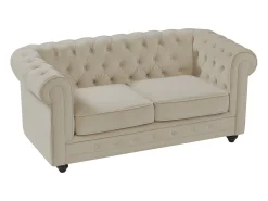 Sofá|Vente-unique Sofá de 2 lugares em veludo cor - CHESTERFIELD Bege