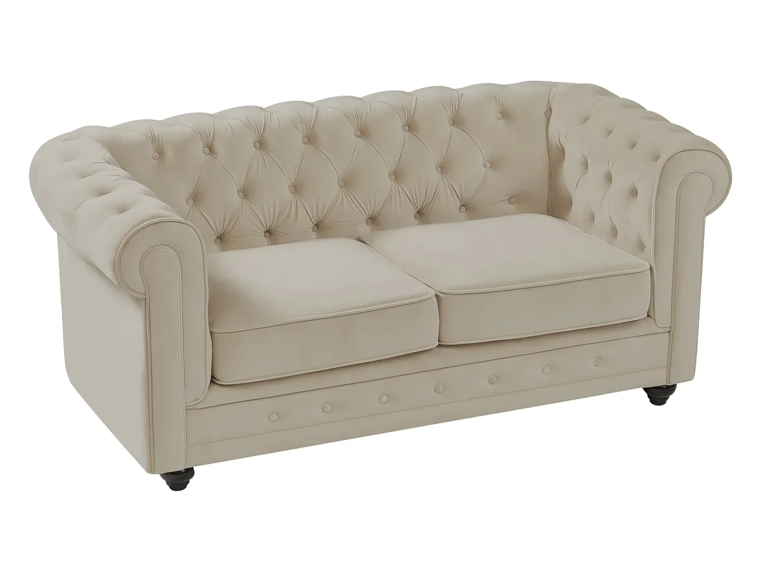 Sofá|Vente-unique Sofá de 2 lugares em veludo cor - CHESTERFIELD Bege