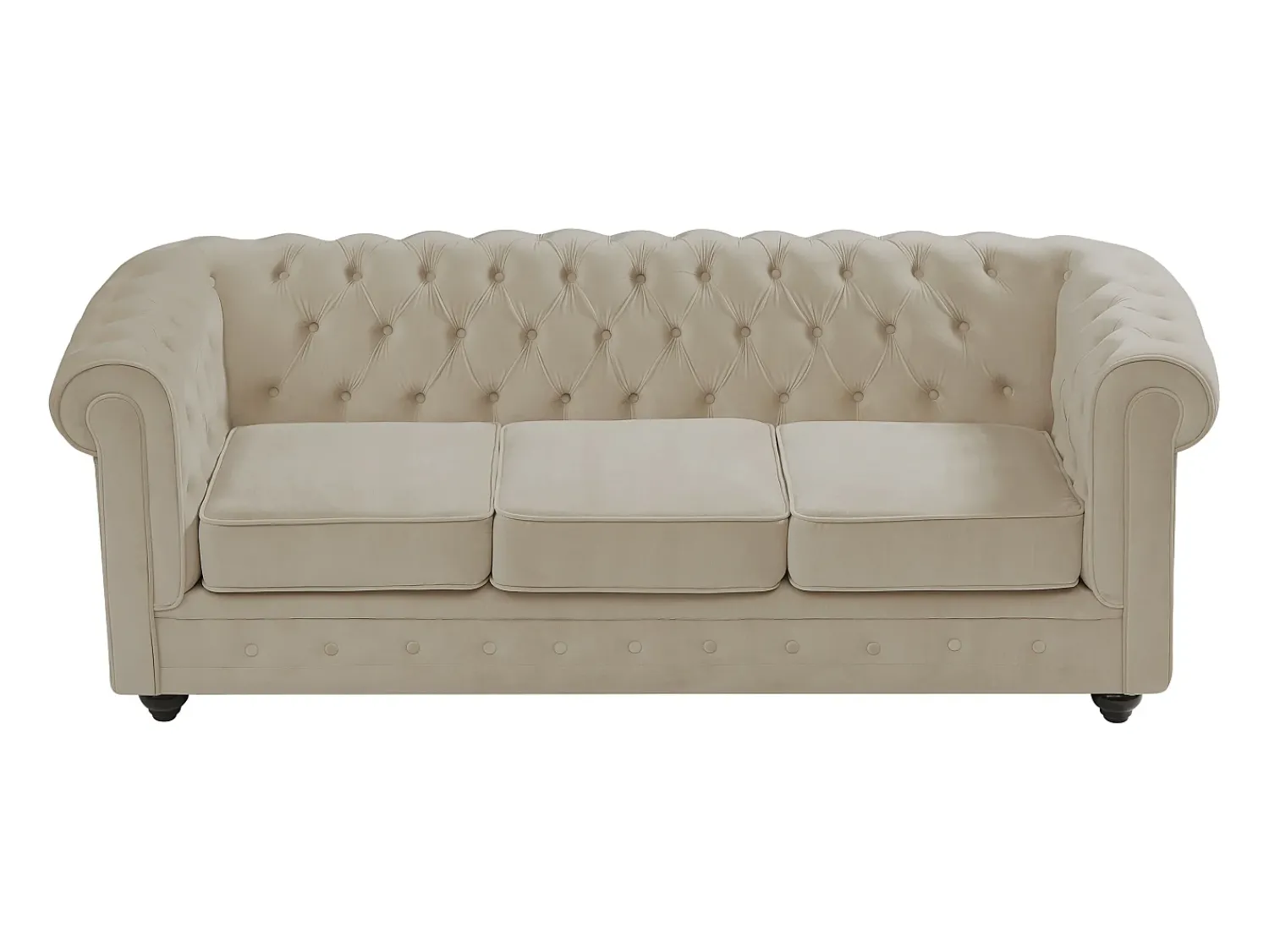 Sofá*Vente-unique Sofá de 3 lugares em veludo cor - CHESTERFIELD Bege