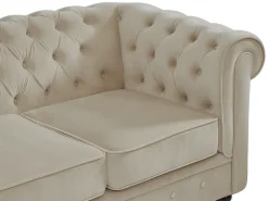 Sofá*Vente-unique Sofá de 3 lugares em veludo cor - CHESTERFIELD Bege