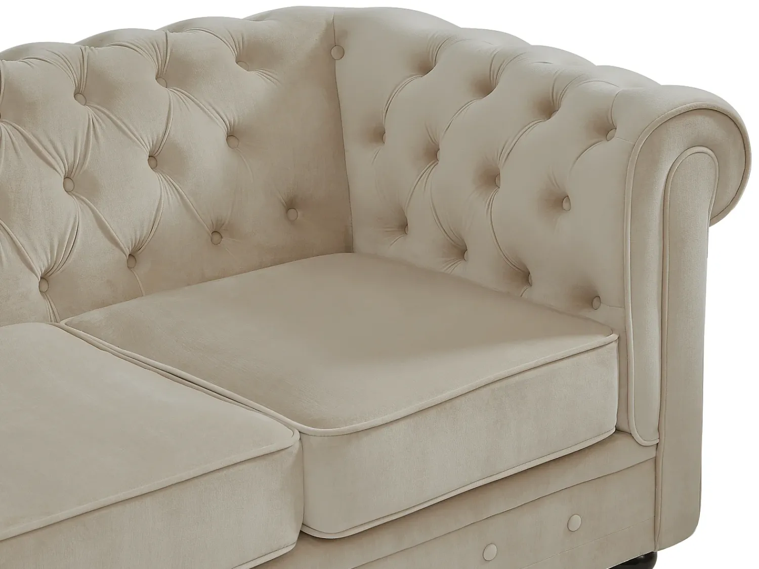 Sofá*Vente-unique Sofá de 3 lugares em veludo cor - CHESTERFIELD Bege