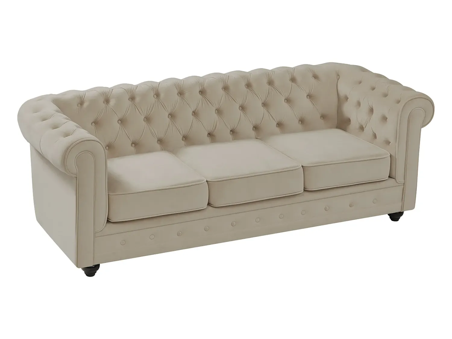 Sofá*Vente-unique Sofá de 3 lugares em veludo cor - CHESTERFIELD Bege