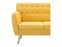 Hot vidaxl Sofá de 3 lugares estofos de tecido 172x70x82 cm Amarelo