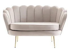 Best Vente-unique Sofá de 2 lugares forma concha veludo castanho DANDELION Taupe
