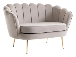 Best Vente-unique Sofá de 2 lugares forma concha veludo castanho DANDELION Taupe