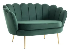 Sofá|Vente-unique Sofá de 2 lugares forma concha veludo DANDELION Verde pinho