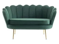Sofá|Vente-unique Sofá de 2 lugares forma concha veludo DANDELION Verde pinho