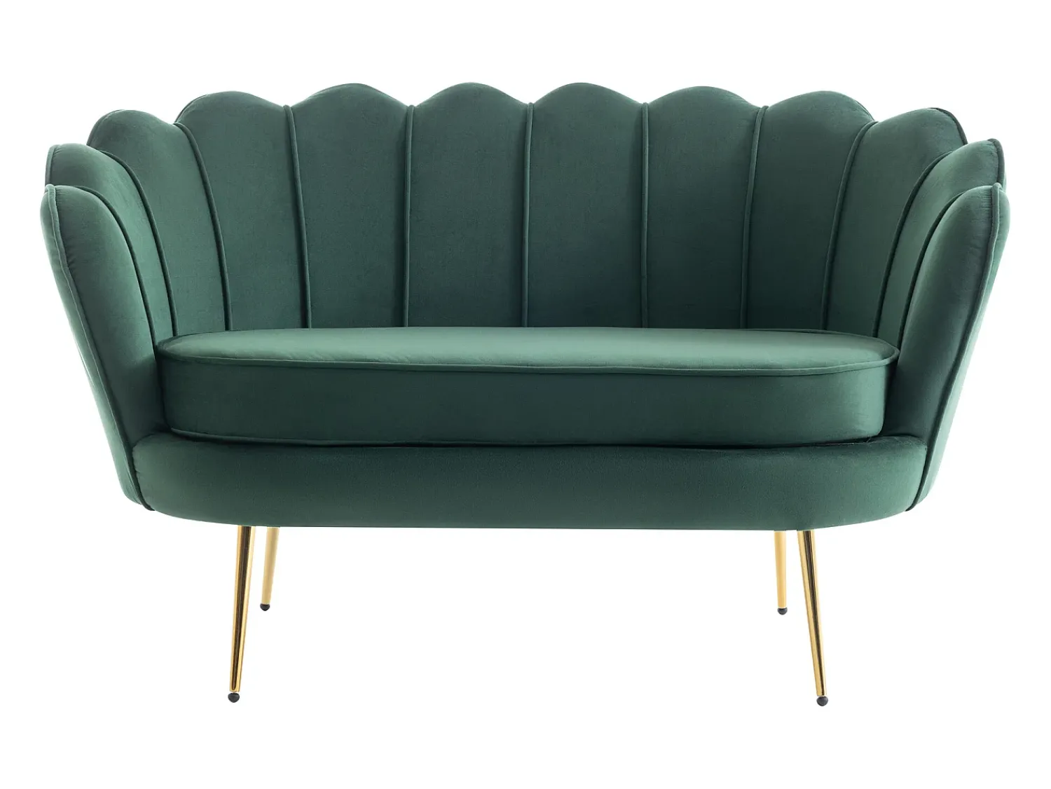 Sofá|Vente-unique Sofá de 2 lugares forma concha veludo DANDELION Verde pinho