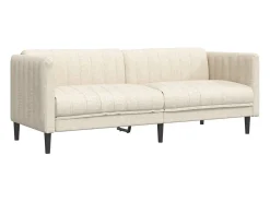 Sofá*vidaxl Sofá de 3 lugares linho Creme