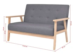 Sofá*Helloshop26 Sofá de 2 lugares para sala de estar sala de TV casa uso interno 113,5 x 67 x 73,5 cm tecido cinza escuro 02_0019564 Cinzento