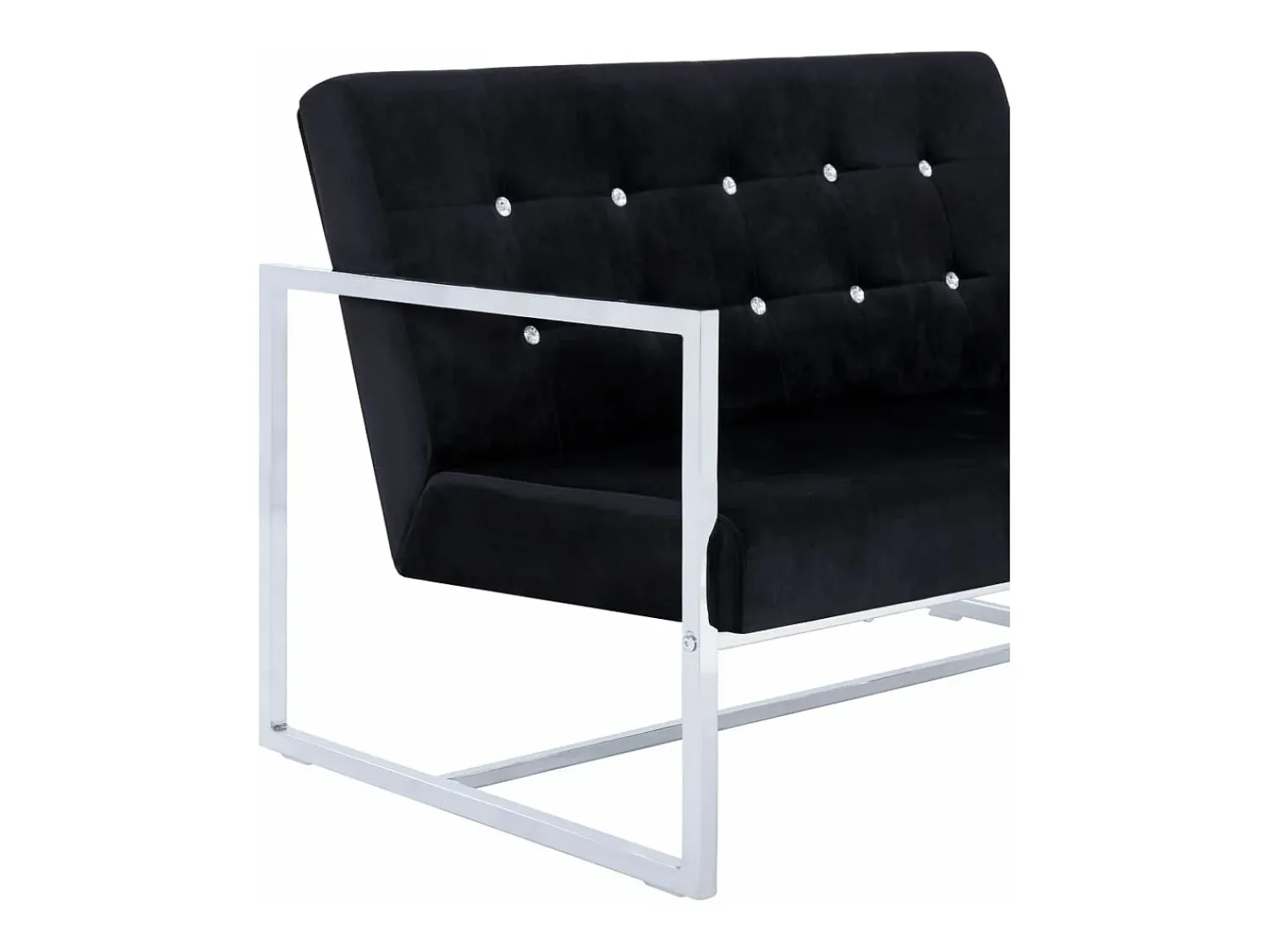Sofá|Helloshop26 Sofá de 2 lugares para sala de estar sala de visitas casa interiores com apoios de braço cromados e veludo 02_0019024 Preto