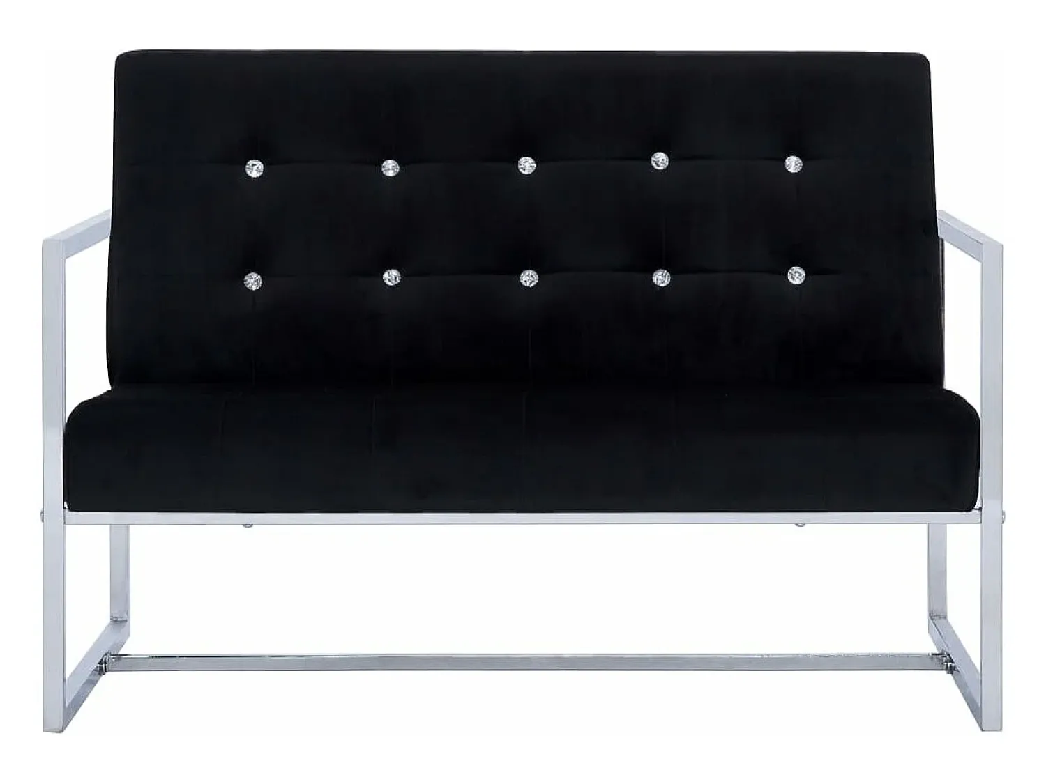 Sofá|Helloshop26 Sofá de 2 lugares para sala de estar sala de visitas casa interiores com apoios de braço cromados e veludo 02_0019024 Preto