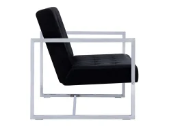 Sofá|Helloshop26 Sofá de 2 lugares para sala de estar sala de visitas casa interiores com apoios de braço cromados e veludo 02_0019024 Preto