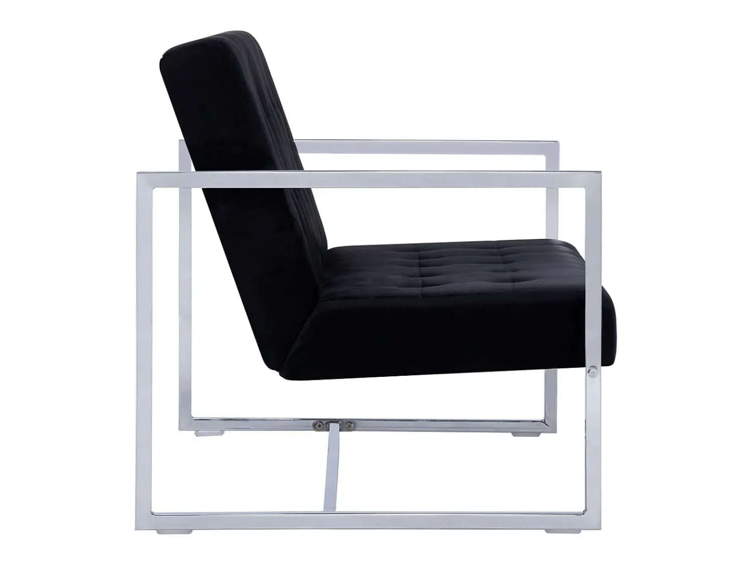 Sofá|Helloshop26 Sofá de 2 lugares para sala de estar sala de visitas casa interiores com apoios de braço cromados e veludo 02_0019024 Preto
