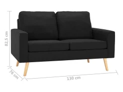 Sofá*Helloshop26 Sofá de 2 lugares para sala de estar sala de TV decoração de interiores tecido 02_0020831 Preto