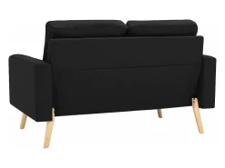 Sofá*Helloshop26 Sofá de 2 lugares para sala de estar sala de TV decoração de interiores tecido 02_0020831 Preto