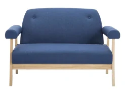 Sofá*Helloshop26 Sofá de 2 lugares para sala de estar sala de TV decoração de interiores tecido 02_0020618 Azul
