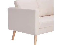 Helloshop26 Sofá de 2 lugares para sala de estar decoração de interiores tecido 02_0020694 Creme