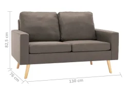 Sofá*Helloshop26 Sofá de 2 lugares para sala de estar sala de TV decoração de interiores tecido bege 02_0019447 Taupe