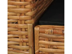 Sofá|Helloshop26 Sofá de 2 lugares para sala de estar sala de TV ou decoração de interiores com almofadas em rattan natural marrom 02_0019492 Castanho
