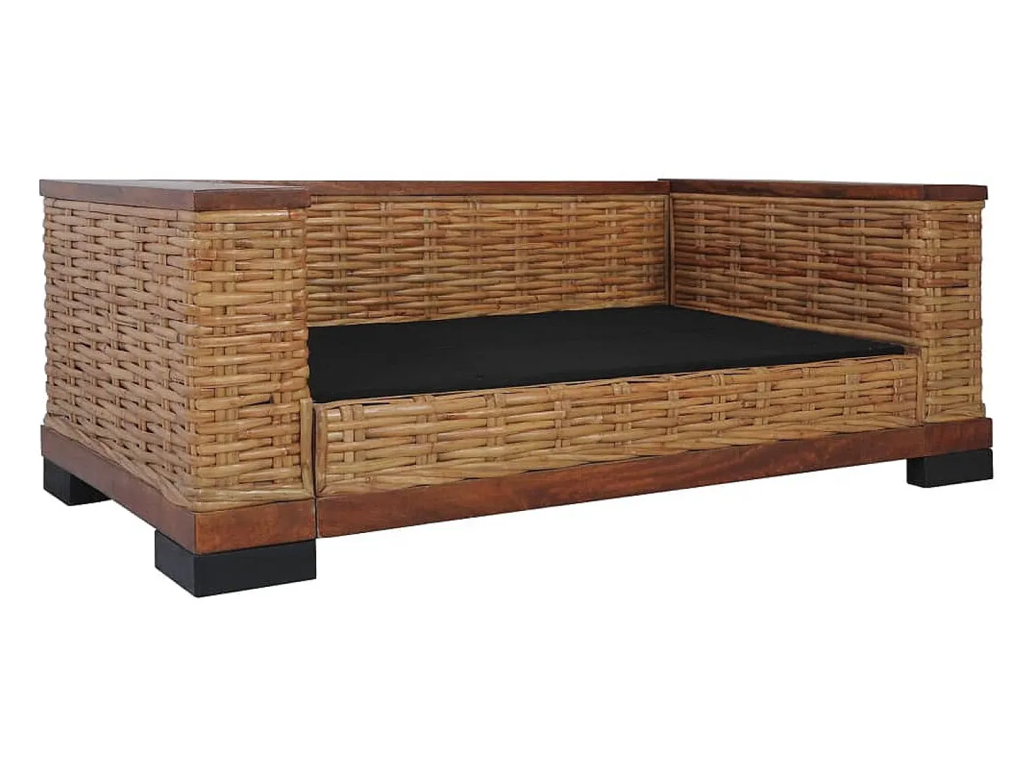 Sofá|Helloshop26 Sofá de 2 lugares para sala de estar sala de TV ou decoração de interiores com almofadas em rattan natural marrom 02_0019492 Castanho