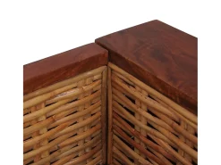 Sofá|Helloshop26 Sofá de 2 lugares para sala de estar sala de TV ou decoração de interiores com almofadas em rattan natural marrom 02_0019492 Castanho