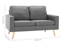 Sofá|Helloshop26 Sofá de 2 lugares para sala de estar sala de TV decoração de interiores tecido cinza claro 02_0019070 Cinzento