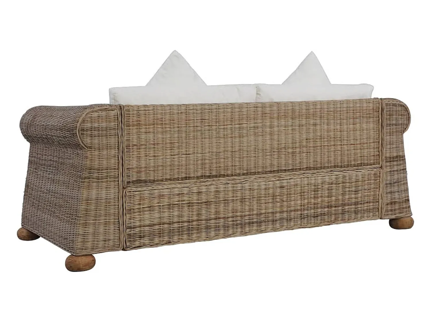 Sofá*Helloshop26 Sofá de 2 lugares para sala de estar sala de TV ou decoração de interiores com almofadas de rattan natural 02_0020837 Multicor