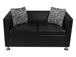 Sofá|Helloshop26 Sofá de 2 lugares para sala de estar decoração de interiores couro sintético 02_0018926 Preto