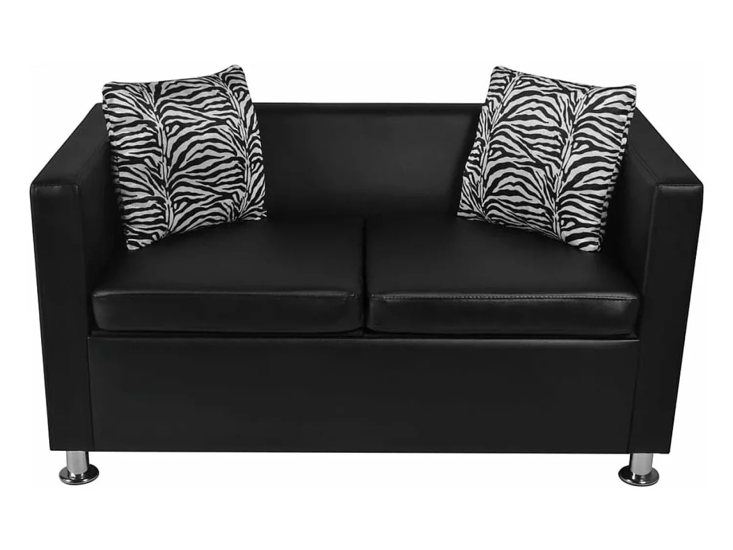 Sofá|Helloshop26 Sofá de 2 lugares para sala de estar decoração de interiores couro sintético 02_0018926 Preto
