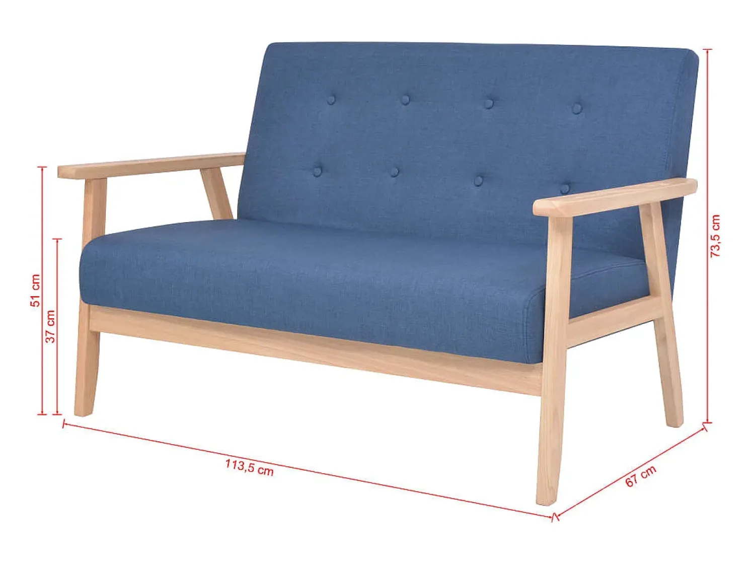 Clearance Helloshop26 Sofá de 2 lugares para sala de estar sala de TV decoração de interiores tecido 02_0020213 Azul