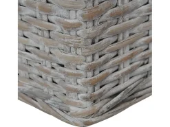 Sofá|Helloshop26 Sofá de 2 lugares para sala de estar decoração de interiores com almofadas de rattan cinza natural 02_0019624 Cinzento
