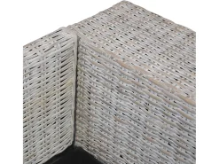 Sofá|Helloshop26 Sofá de 2 lugares para sala de estar decoração de interiores com almofadas de rattan cinza natural 02_0019624 Cinzento