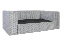 Sofá|Helloshop26 Sofá de 2 lugares para sala de estar decoração de interiores com almofadas de rattan cinza natural 02_0019624 Cinzento