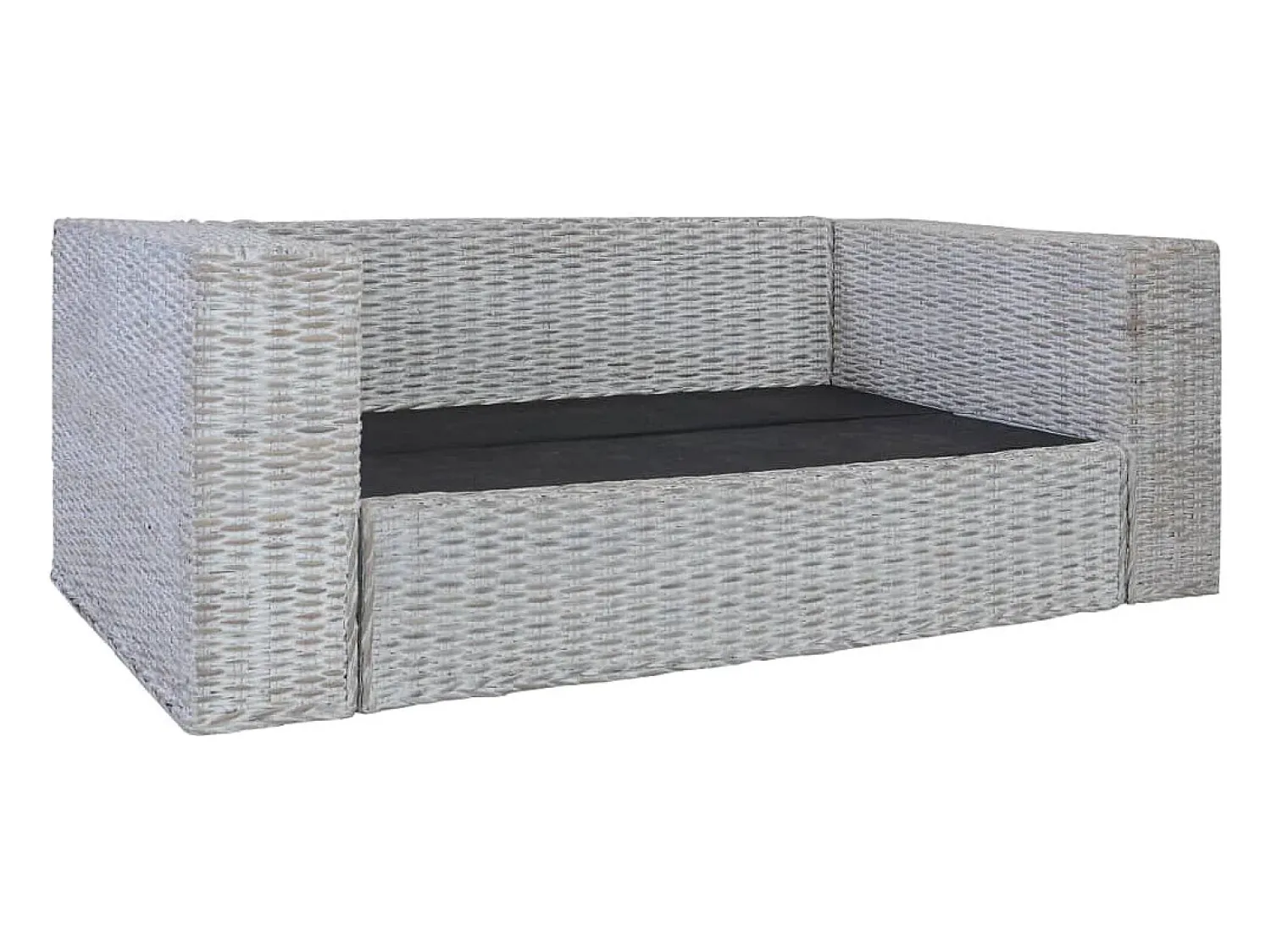 Sofá|Helloshop26 Sofá de 2 lugares para sala de estar decoração de interiores com almofadas de rattan cinza natural 02_0019624 Cinzento