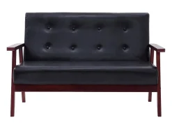 Clearance Helloshop26 Sofá de 2 lugares para sala de estar sala de TV decoração de interiores couro sintético 02_0018899 Preto