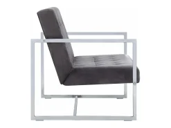 Sofá*Helloshop26 Sofá de 2 lugares para sala de estar decoração de interiores com braços cinza escuro cromado e veludo 02_0019479 Cinzento